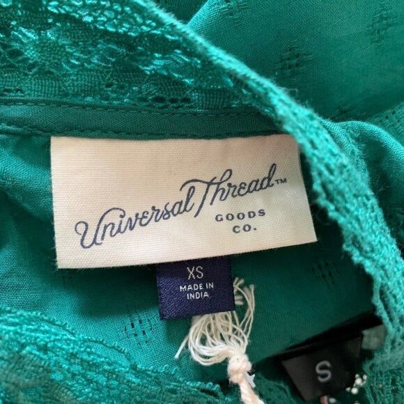 NWT! Women's Universal Thread Short Sleeve Shirt‎ XS Green Crochet - Picture 6 of 6